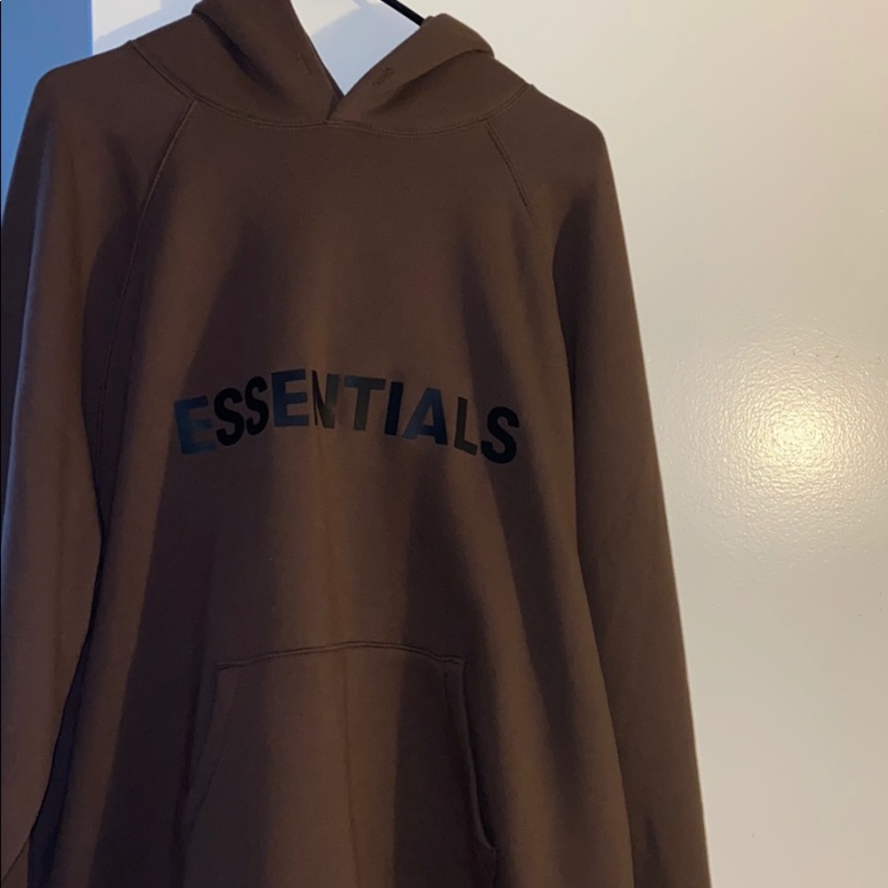 ESSENTIALS {FEAR OF GOD} brown hoodie.